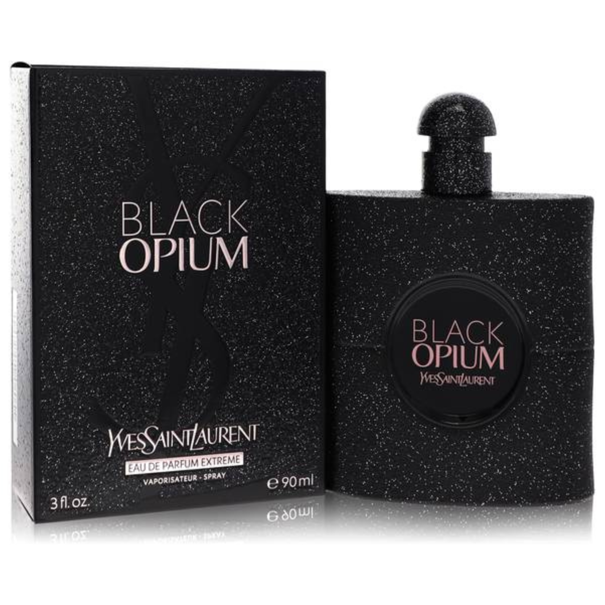 Yves Saint Laurent Black Opium perfume bottle and packaging on a white background