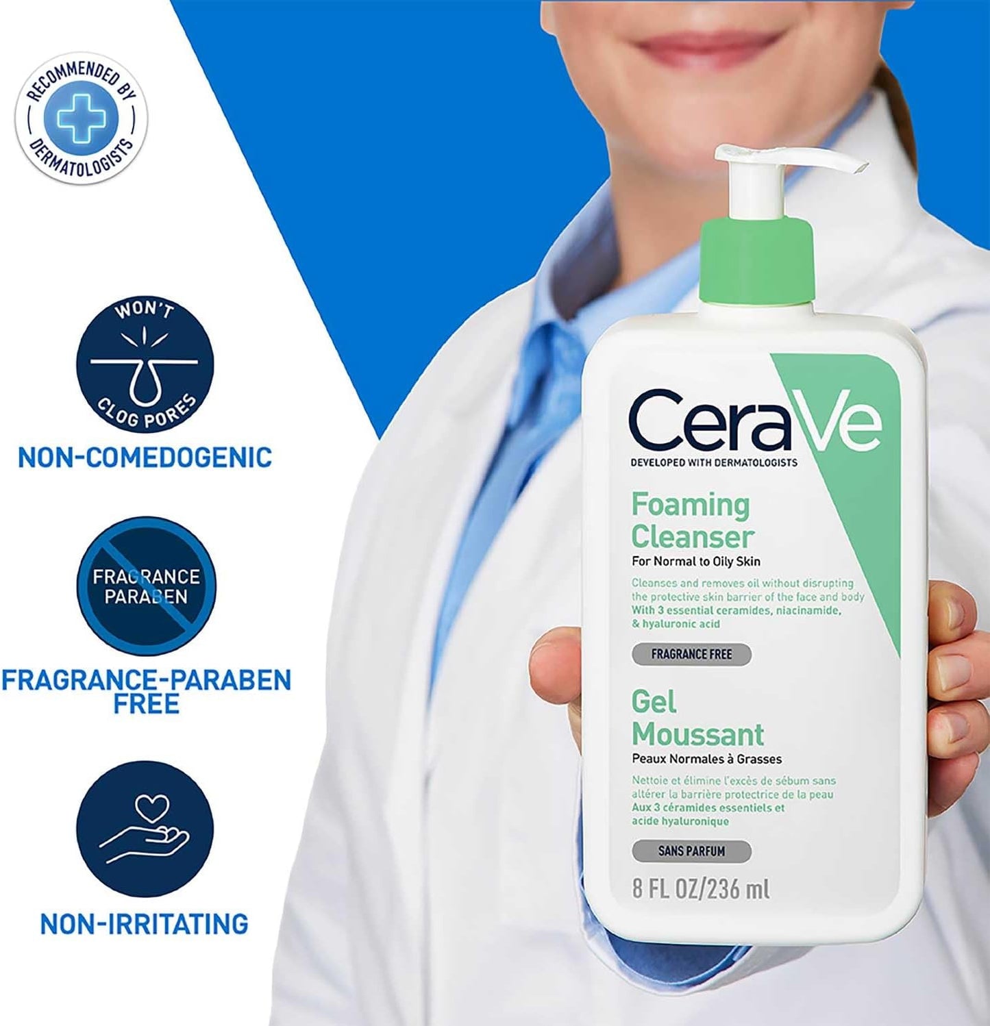 CeraVe Foaming Cleanser 236ml | For Normal to Oily Skin