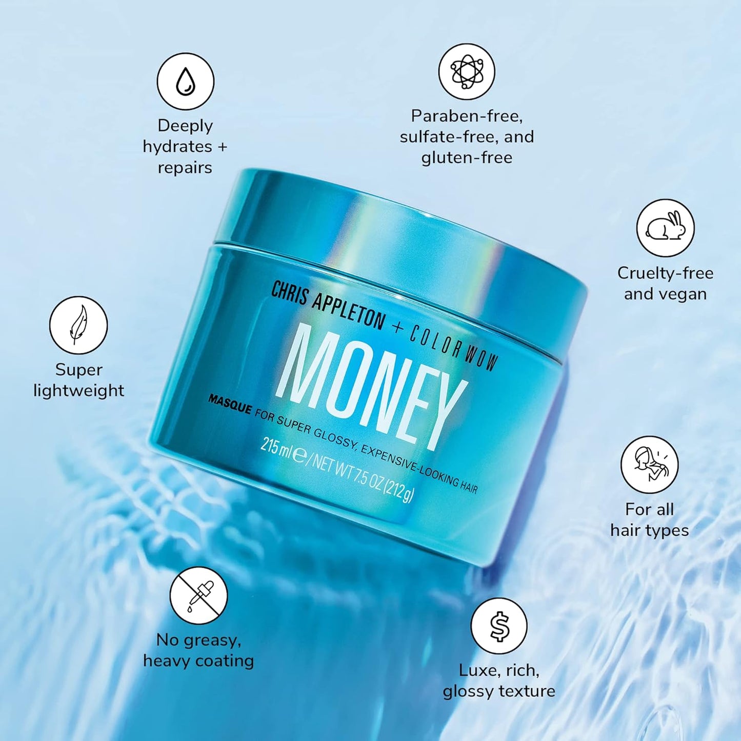 Color Wow Money Masque 215ml – Deep Hydrating Hair Mask for Dry, Damaged & Color-Treated Hair