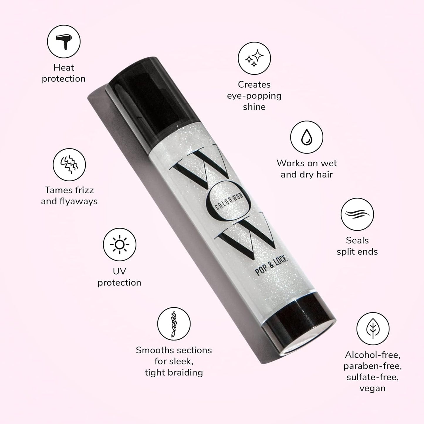 COLOR WOW Pop & Lock Frizz Control + Glossing Serum (55 ml) | Tame Frizz, Seal in Shine, Protect Color
