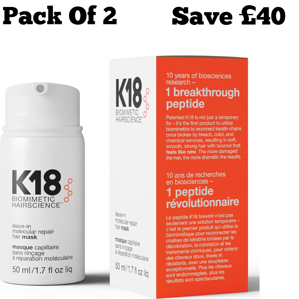 K18 Leave-In Molecular Hair Mask, Repairs Dry or Damaged Hair, Reverse Hair Damage from Bleach, Color, Chemical Services & Heat