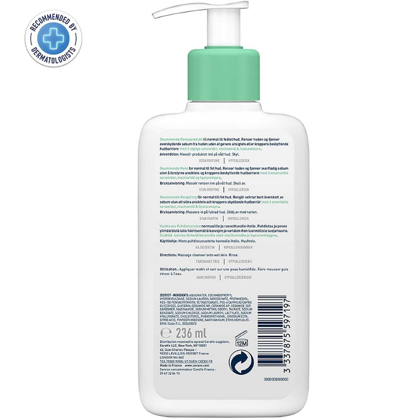 CeraVe Foaming Cleanser 236ml | For Normal to Oily Skin