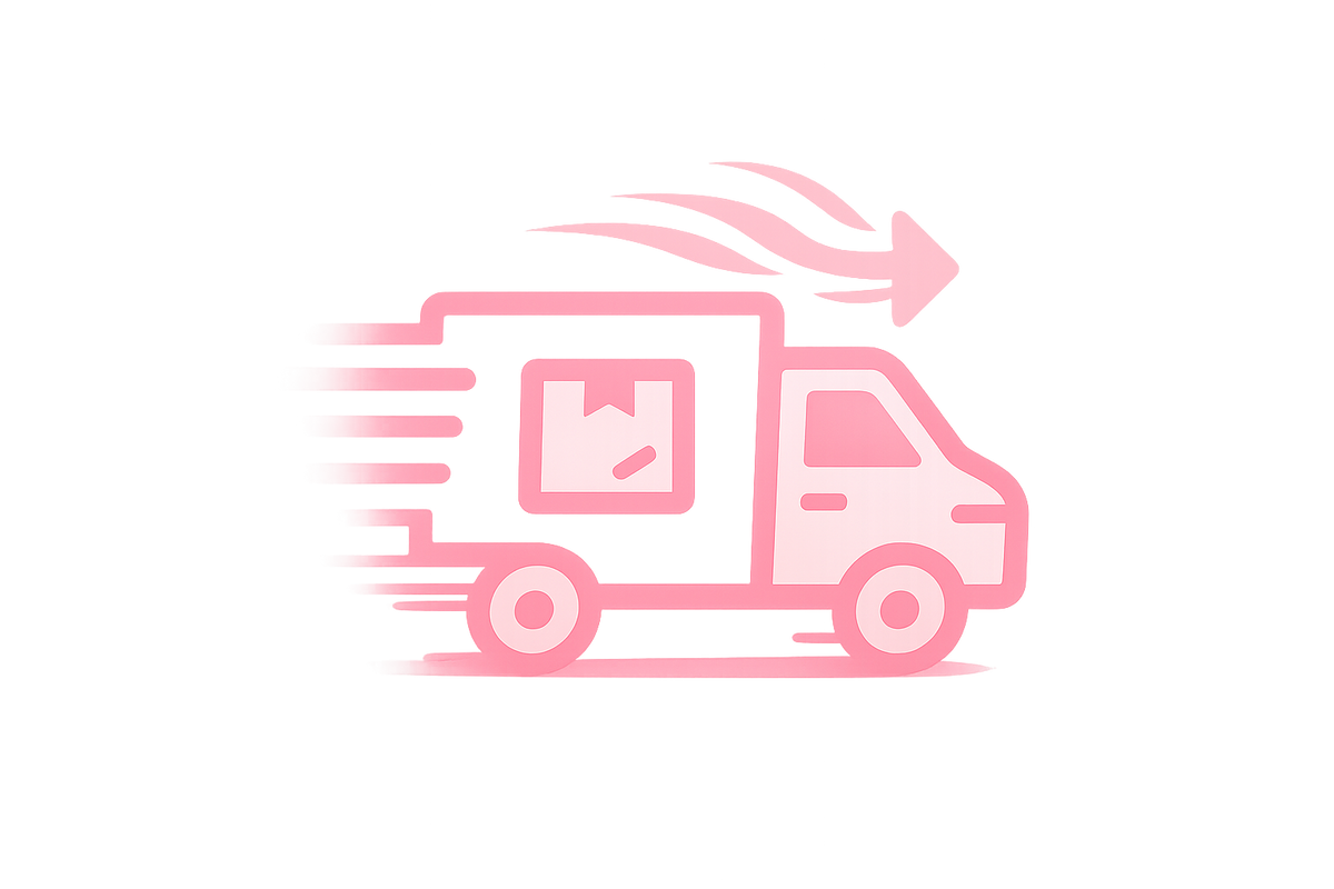 Pharmaelegance UK fast shipping icon representing quick delivery of skincare, beauty, and fragrance products