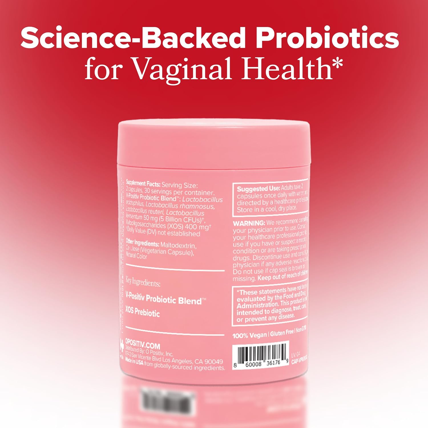 Pink container of probiotics for vaginal health | pharmaelegance