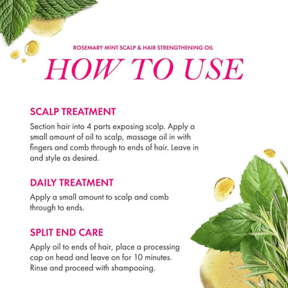 Mielle Organics Rosemary Mint Hair Oil – Strengthens, Nourishes, and Promotes Hair Growth – Infused with Biotin – 2 oz